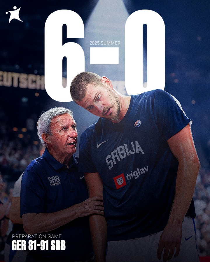 热身赛塞尔维亚91-81胜德国 约维奇22分小瓦26分约基奇7+8+7